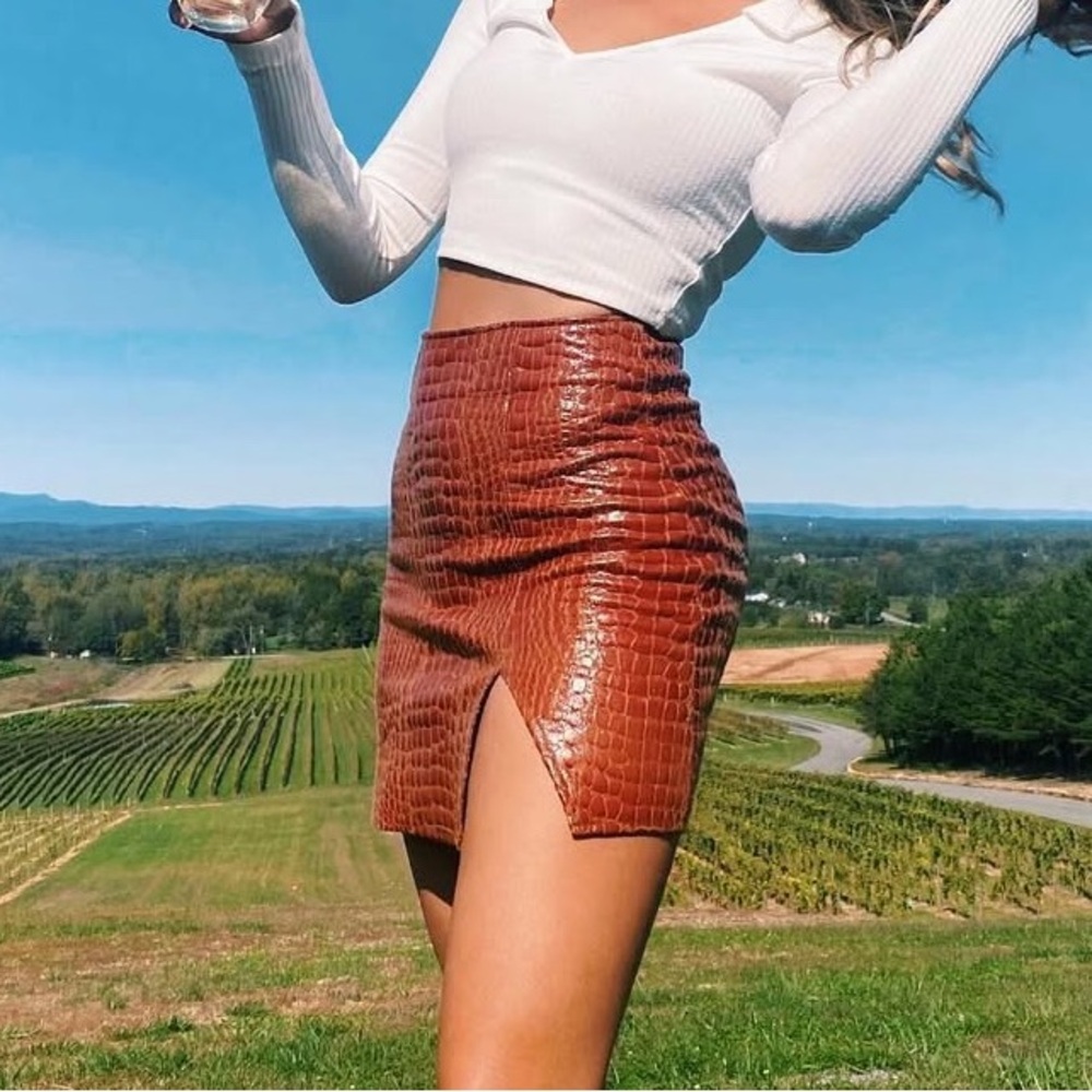 PRINCESS POLLY- alligator print, faux leather mini skirt!